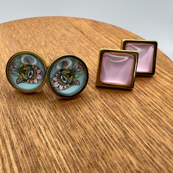 Evil Eye & Hamsa Hand Stud Earrings Set - Trendy Chic Stud Earrings Set - Picture 4 of 10